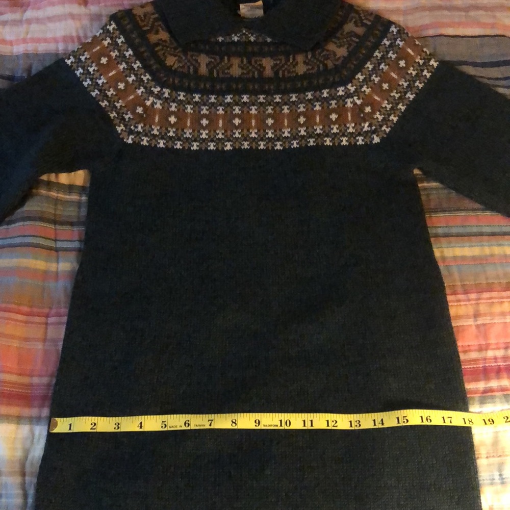 Vintage knit wool sweater dress, dark green - Picture 9 of 12